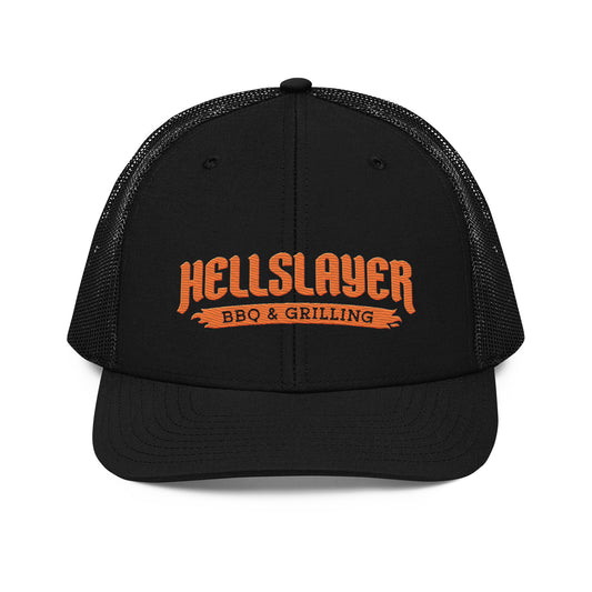 Hellslayer BBQ & Grilling Richardson 112 Snapback Trucker Hat with Orange Logo