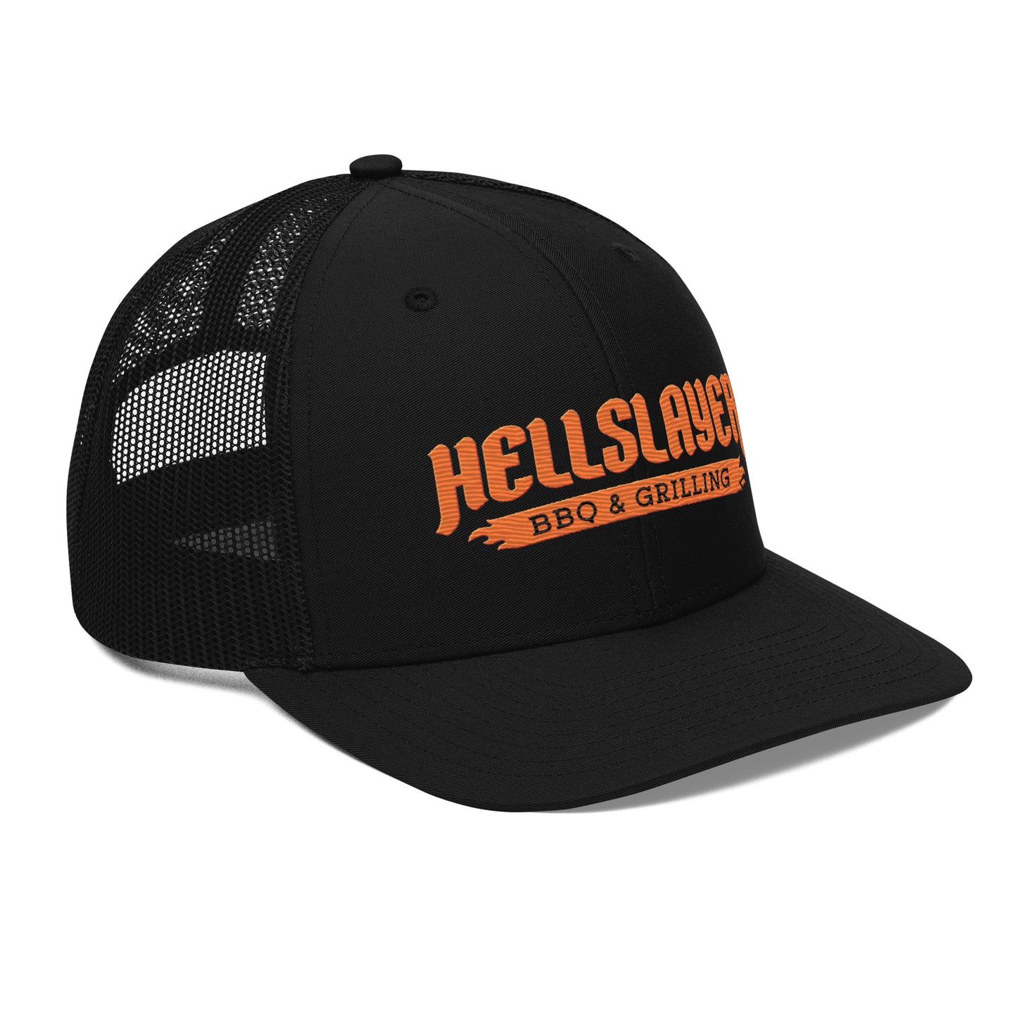 Hellslayer BBQ & Grilling Richardson 112 Snapback Trucker Hat with Orange Logo