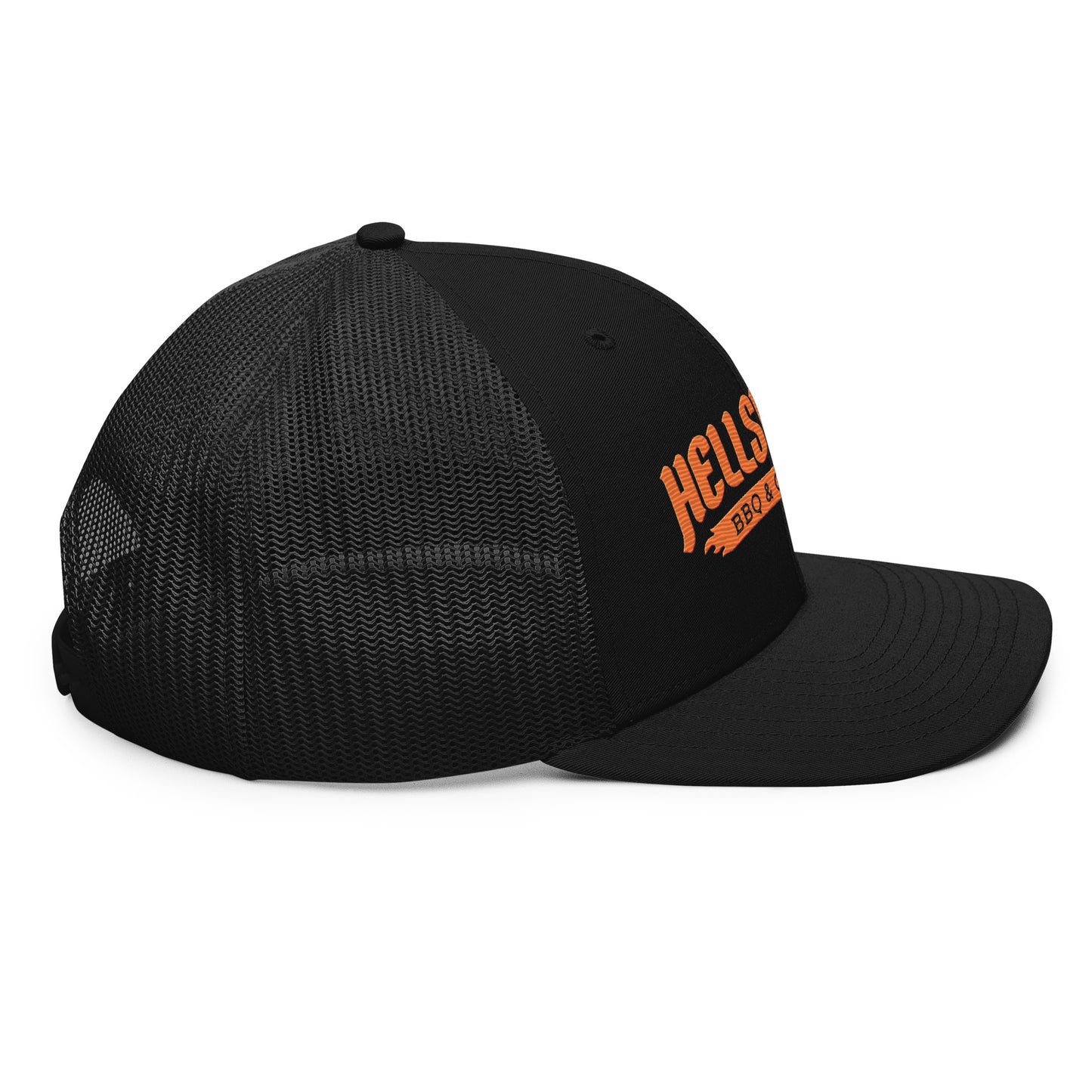 Hellslayer BBQ & Grilling Richardson 112 Snapback Trucker Hat with Orange Logo