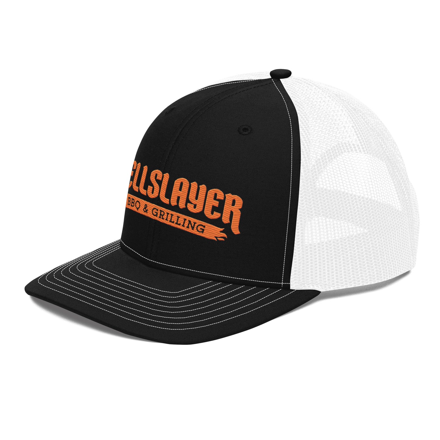 Hellslayer BBQ & Grilling Richardson 112 Snapback Trucker Hat with Orange Logo