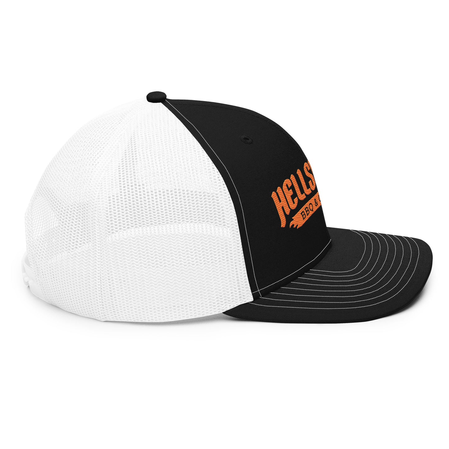 Hellslayer BBQ & Grilling Richardson 112 Snapback Trucker Hat with Orange Logo