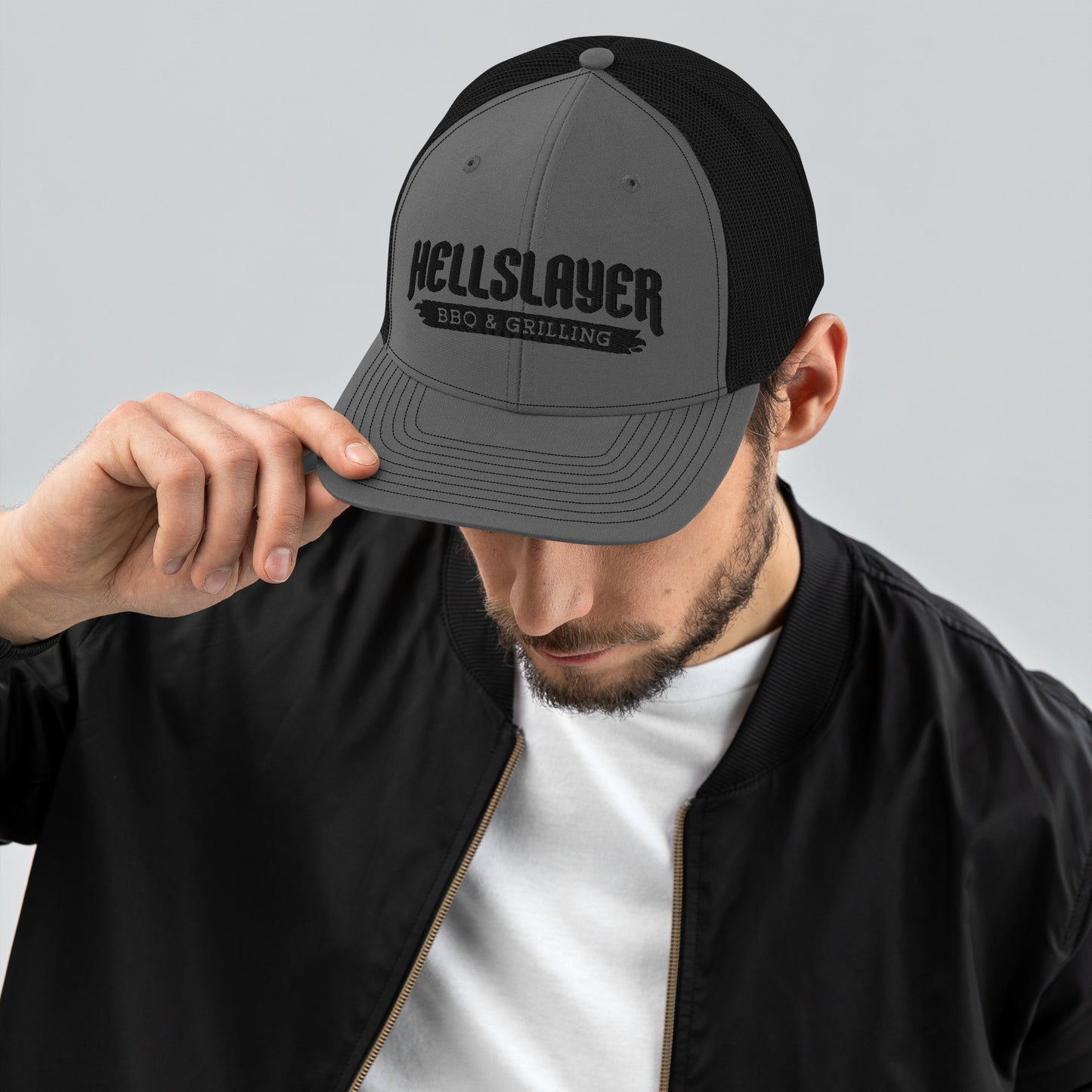 Hellslayer Richardson 112 Snapback Trucker Hat Black Logo