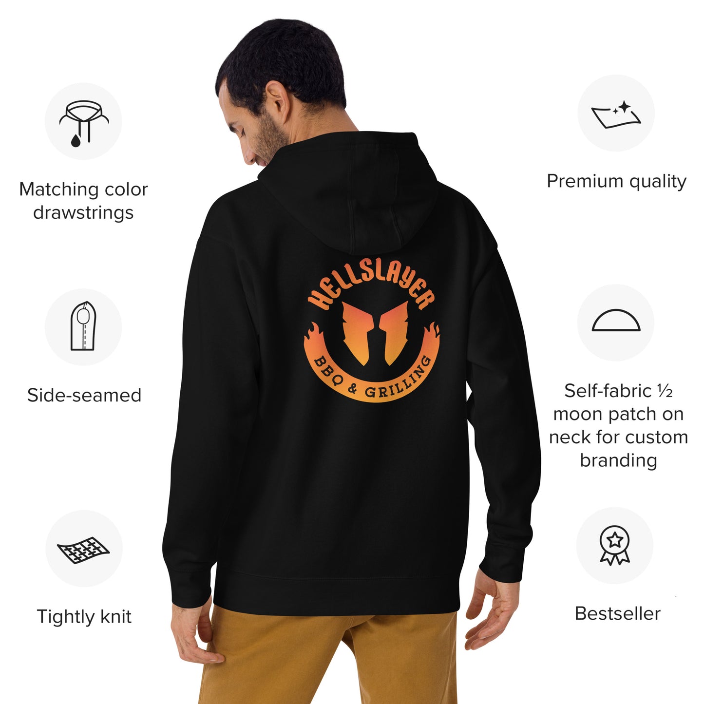 Hellslayer Unisex Hoodie- Large round logo on back, small logo on front