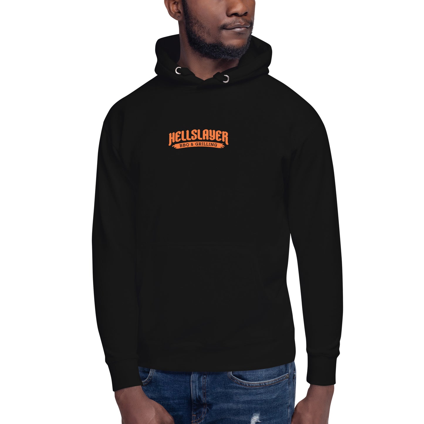 Hellslayer Unisex Hoodie- Large round logo on back, small logo on front